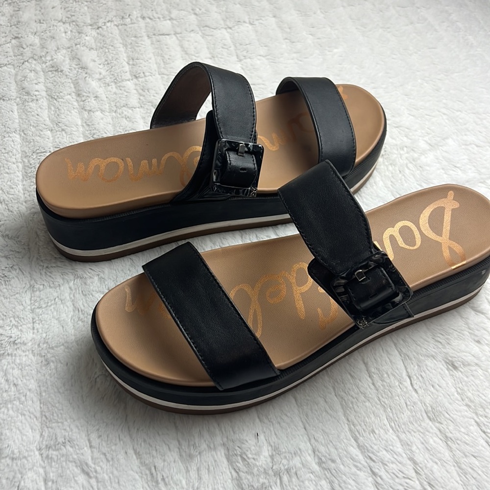 SAM EDELMAN Double Strap Leather slides platform sandals 10